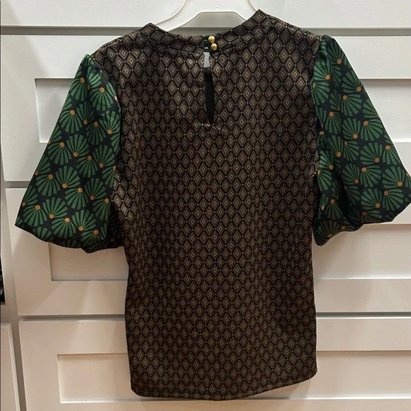 Ivy Jane Elegant Green and Brown Diamond Knit Women's Top XS (NWT) - Picture 4 of 6